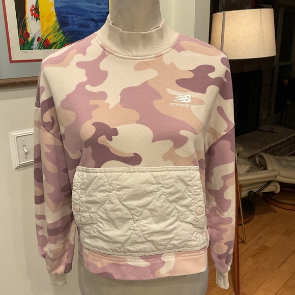New Balance Tops - New Balance Women's Pink and Cream Camouflage Sweatshirt